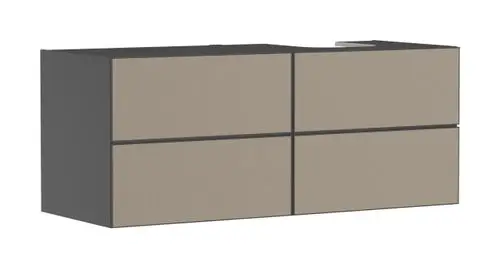 Waschtischunterschrank in Schiefergrau mit vier Schubkästen. Geeignet für Konsolen und Aufsatzwaschtische, hergestellt von Hansgrohe.